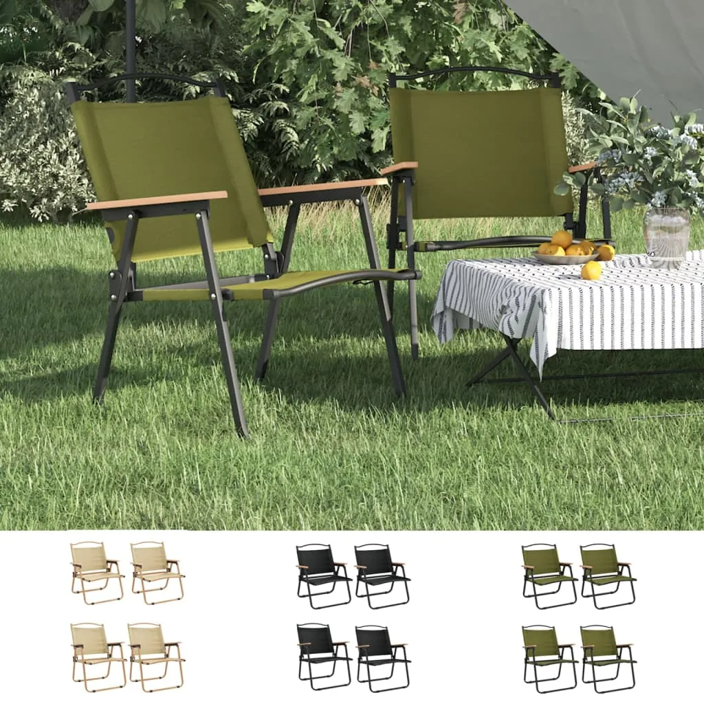 Camping Chair 2 Pcs Outdoor Folding Camping Beach Chair Oxford Fabric