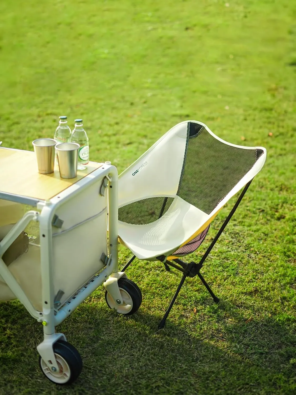 Camping Chair, Foldable Portable Backpacking Chair for Beach Camp Hiking Outdoor Sport, Beige