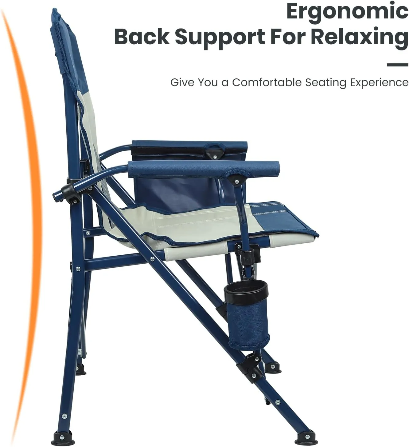Camping Chair for Adults 350 LBS Support Camp Chair 2PCS with Breathable Mesh Back Fabric with Arm Rest Cup Holder and Portable Carrying Bag