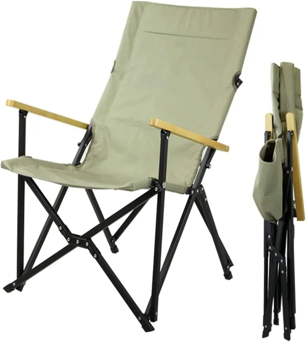 Camping Chair Outdoor Chair Foldable Chair Beach Chair Whit Wooden Armrest Outdoor Camping Leisure Seat Folding Aluminum Folding Recliner for Hiking Fishing Folding Camping Chair