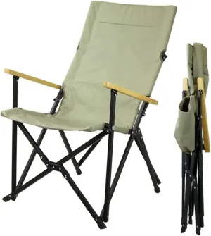 Camping Chair Outdoor Chair Foldable Chair Beach Chair Whit Wooden Armrest Outdoor Camping Leisure Seat Folding Aluminum Folding Recliner for Hiking Fishing Folding Camping Chair