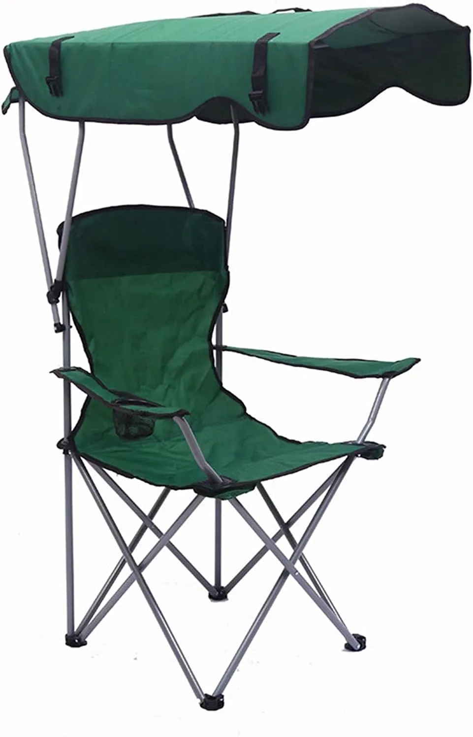 Camping Chairs with Shade Canopy Chair, Breathable and Sunscreen Oxford Fabric Folding Camp Recliner for Outdoor Beach Camp Park Travel (Maximum Load 150Kg),Light Blue (Color : Green)