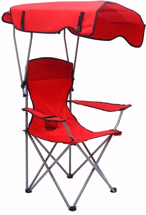 Camping Chairs with Shade Canopy Chair, Breathable and Sunscreen Oxford Fabric Folding Camp Recliner for Outdoor Beach Camp Park Travel (Maximum Load 150Kg),Light Blue (Color : Red)