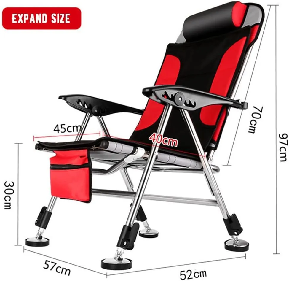 Camping Chairs,Fishing Chair Beach Chair Outdoor Foldable Chair Recliner Portable Multifunction Fishing Chair Applicable to All Terrain/Argento/Light Grey
