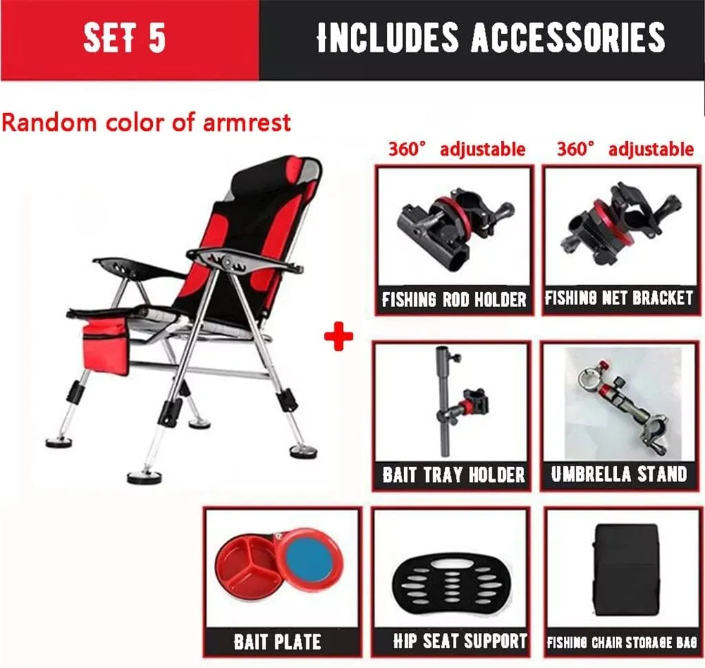 Camping Chairs,Fishing Chair Beach Chair Outdoor Foldable Chair Recliner Portable Multifunction Fishing Chair Applicable to All Terrain/Argento/Light Grey