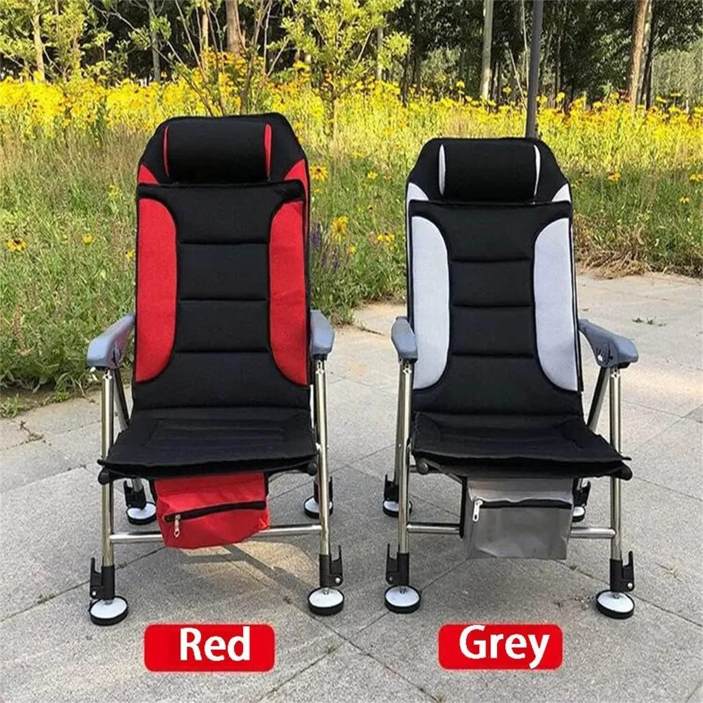 Camping Chairs,Fishing Chair Beach Chair Outdoor Foldable Chair Recliner Portable Multifunction Fishing Chair Applicable to All Terrain/Argento/Light Grey