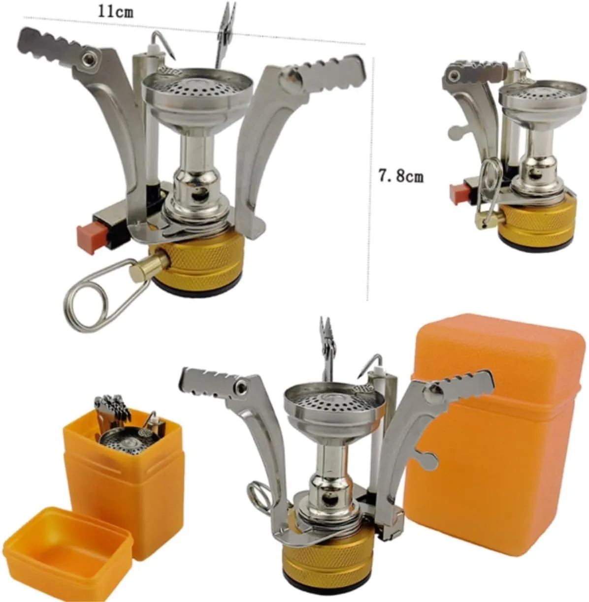Camping Cookware, Outdoor Supplies Camping Cookware Set Cooking Set for 1 to 2 People Traveling Trekking and Camping Portable Stove(Orange)