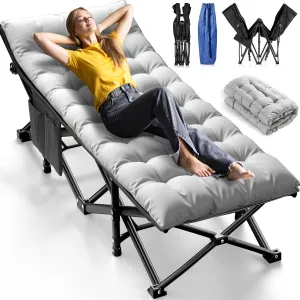 Camping Cots for Adults, Upgraded Folding Camping Cot Heavy Duty Deluxe Size Sleeping Cots Bed 1200D Double Layer Oxford Camping Cot Mattress Portable cot Bed for Home Beach Travel, 550LBS