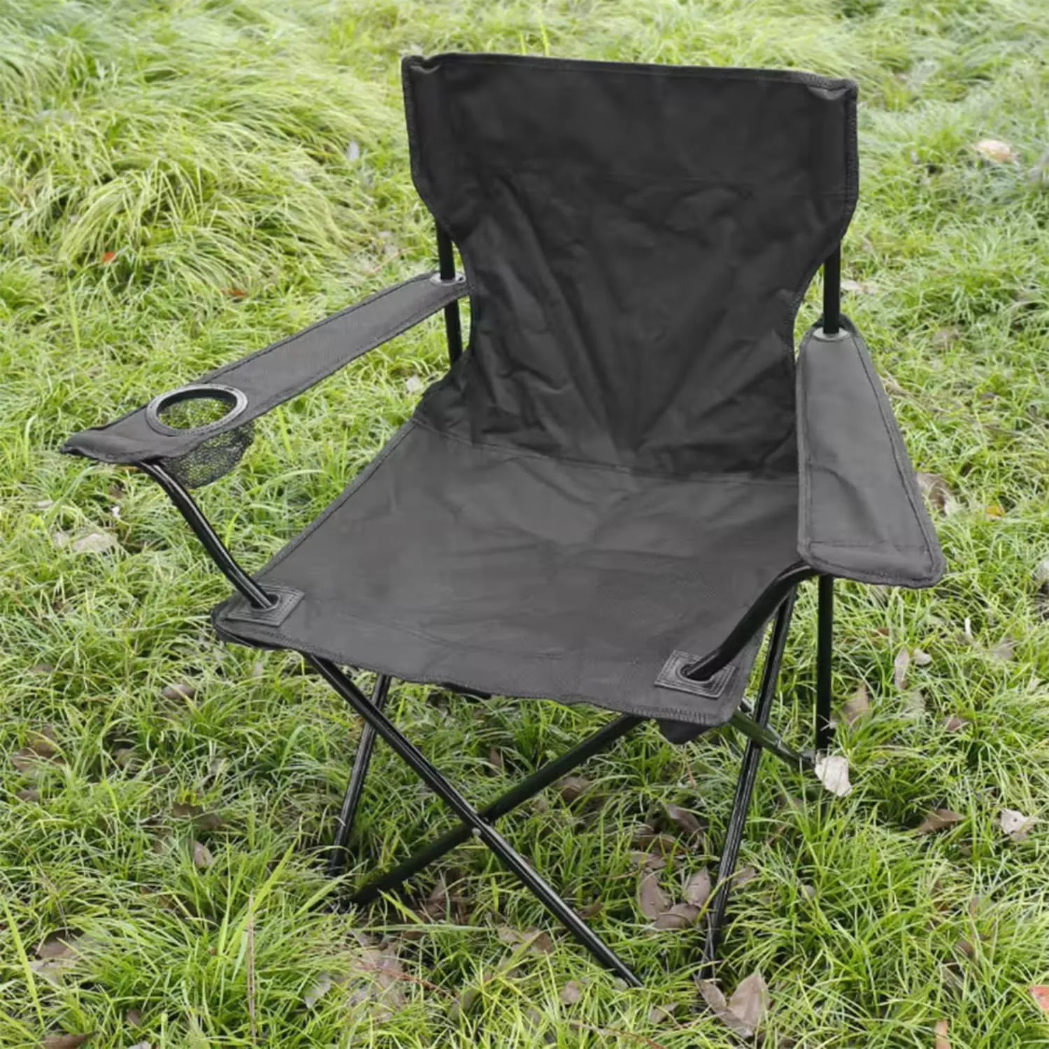 Camping Folding Chair Fishing Chair with Carrying Bag & Armrest Foldable Portable Camping Chair Heavy Duty for Garden Lawn Patio