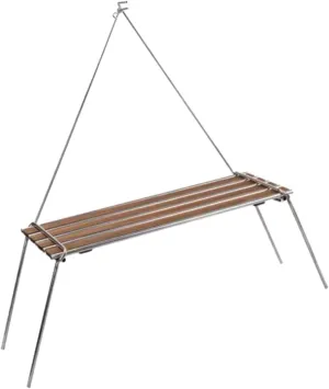 Camping Folding Table Portable Table Camping Furniture with Light Pole Wood Table for Outdoor Garden Travel Cooking Picnic