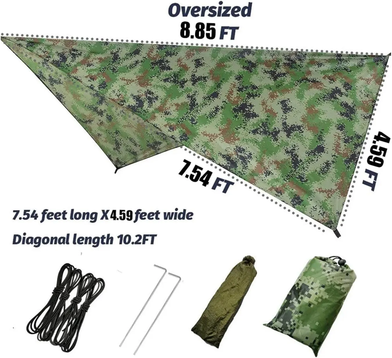 Camping Hammock Camping Hammock with Rain Fly Tarp and Mosquito Net Tent Tree Straps Portable Single Double Nylon Parachute Hammock for Travel
