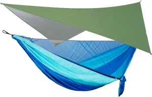 Camping Hammock Camping Hammock with Rain Fly Tarp and Mosquito Net Tent Tree Straps Portable Single Double Nylon Parachute Hammock for Travel