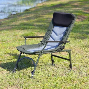Camping Lounge Chair, Reclining Outdoor Folding Chair with Adjustable backrest, Adjustable Camping Chair with Padded Headrest for Indoor and Outdoor Camping Beach Hiking Fishing