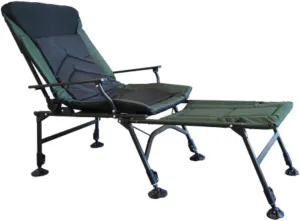 Camping Lounge Chair with Detachable Footrest, Portable Folding Reclining Camping Chair with Adjustable Backrest for Indoor and Outdoor Camping Beach Hiking Fishing, Green Black