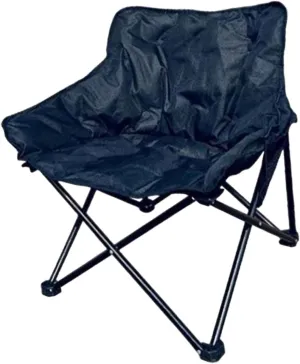 Camping Padded Chair Folding Seat Stable 600D Oxford Cloth Soft Lounge Chair Moon Leisure Chair for Outdoor Patio Lawn Garden, Black