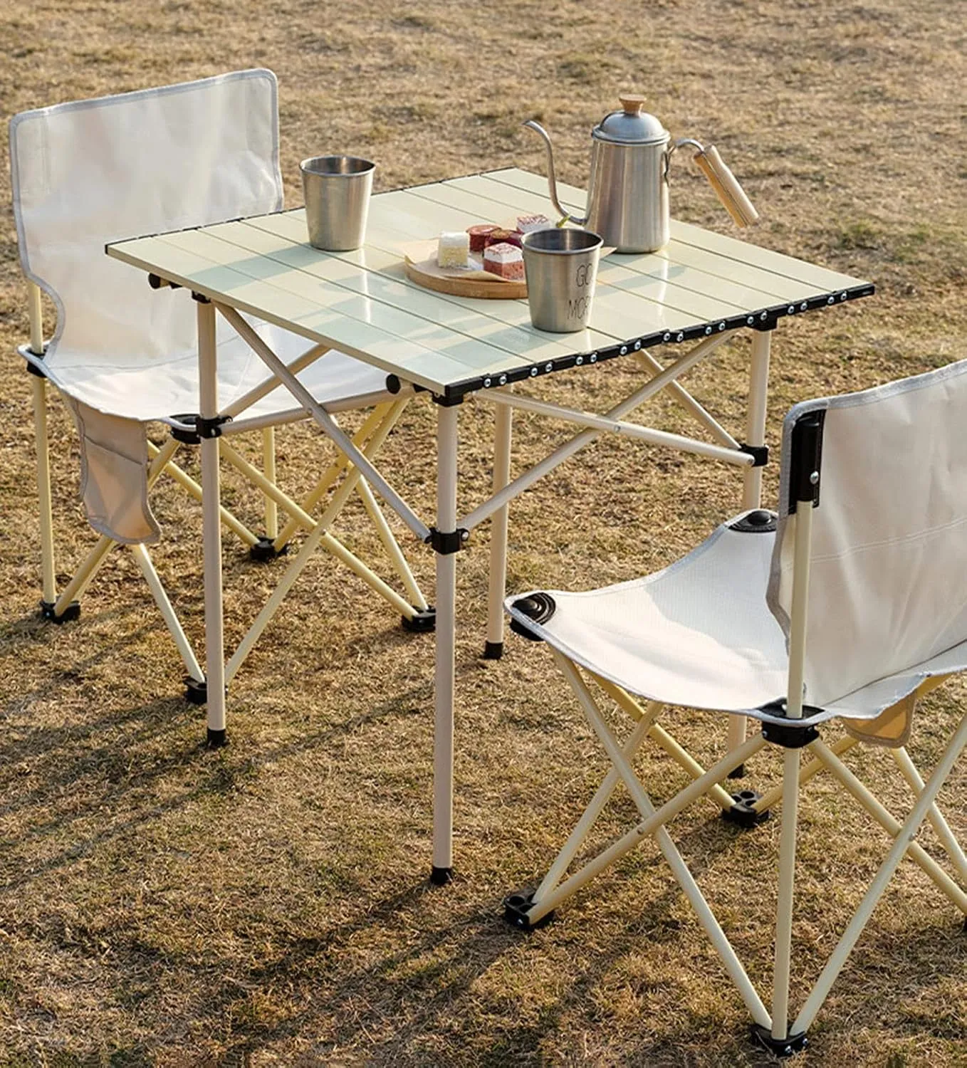 Camping Table Chairs Aluminum Alloy and Chair Set, Outdoor Camping Picnic Table, Quickly Fold and Easy to Carry