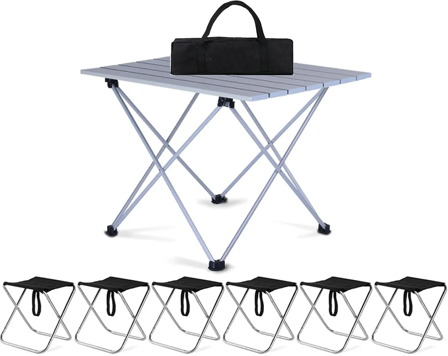 Camping Table Chairs Black Outdoor Set, Portable Aluminum Camping Picnic Table, Used for Self-Driving Fishing and Barbecue 56x40x40cm