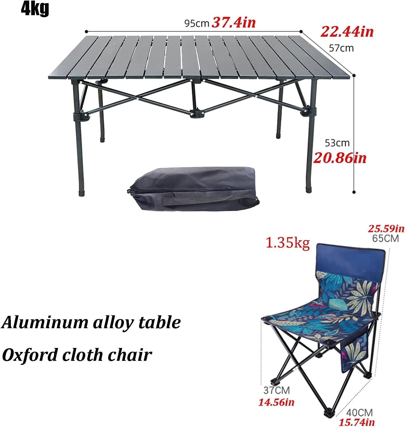 Camping Table Chairs Large Folding Table Set with Six Chairs, Aluminum Alloy Outdoor Camping Picnic Table, Convenient Storage (Color : Package 3)