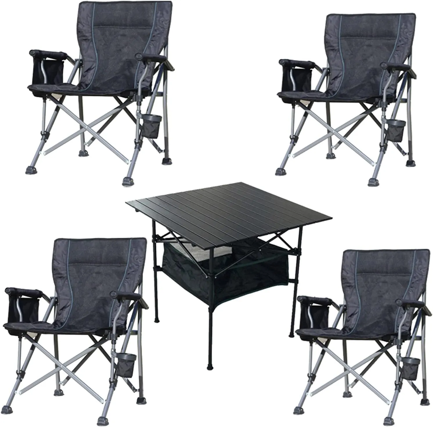 Camping Table Chairs Outdoor Aluminum Alloy and Chair Set, Used for Self-Driving Trip Barbecue Beach Camping Picnic Table, Easy to Carry