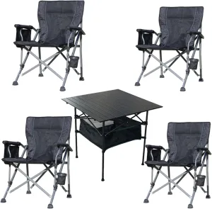 Camping Table Chairs Outdoor Aluminum Alloy and Chair Set, Used for Self-Driving Trip Barbecue Beach Camping Picnic Table, Easy to Carry