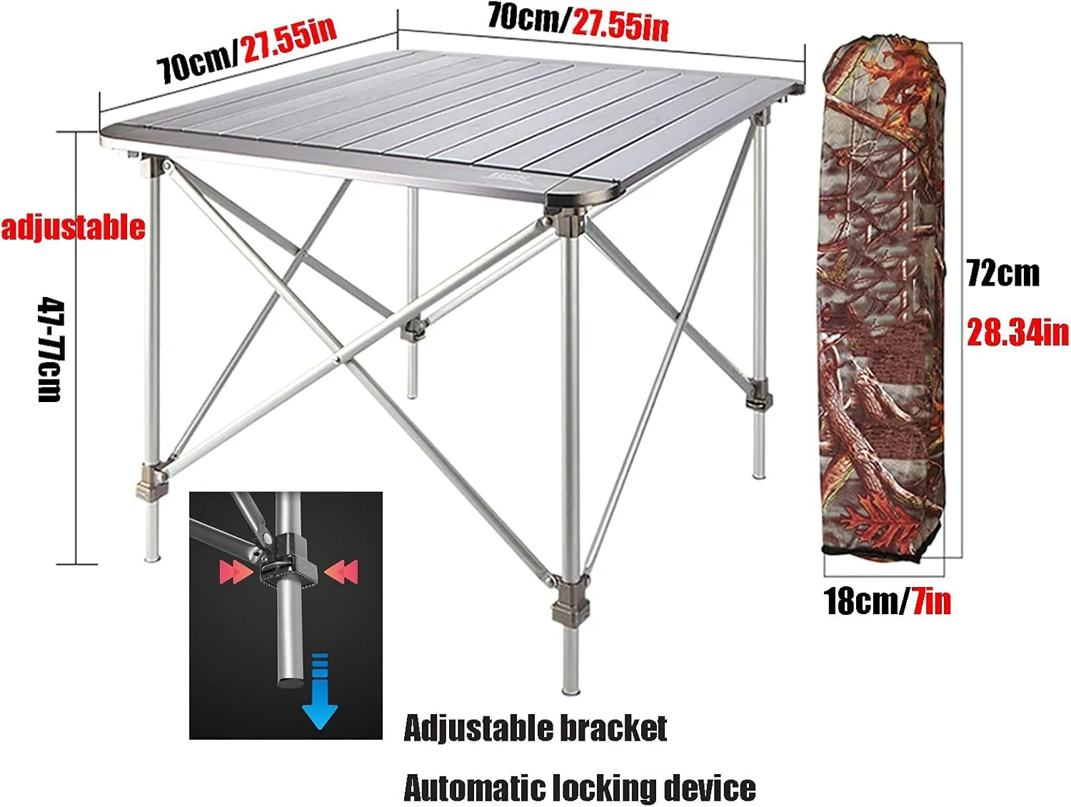 Camping Table Chairs Portable Folding Table Set, Outdoor Aluminum Alloy Can Lift Picnic Table, Portable Table with Carrying Bag (Color : Package 3)