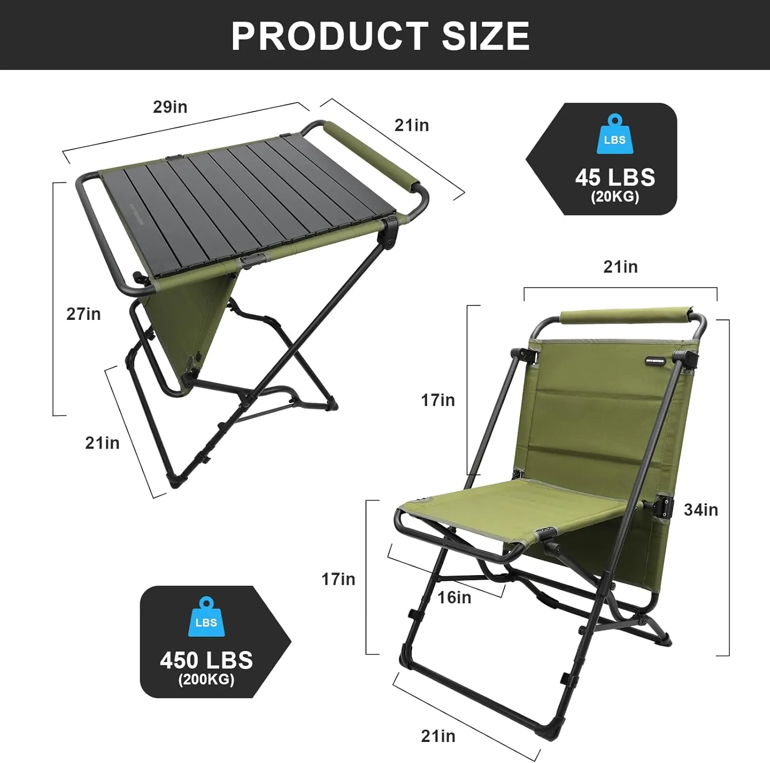 Camping Table with Additional Roll Up Tabletop, Multifuctional Camping Table Easily Transfer to Chair