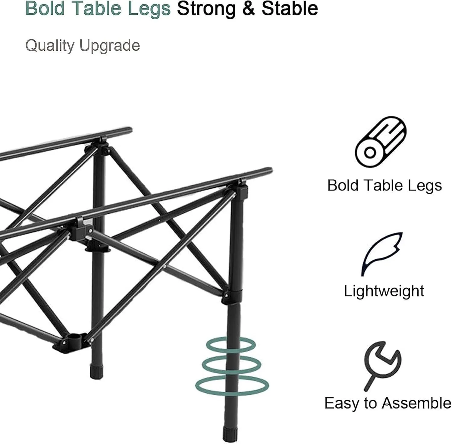 Camping Tables Roll-Top Table with Bag Outdoor Folding Picnic Table Quick Installation Garden Table for Sand Hiking Travel Camp Balcony BBQ Party