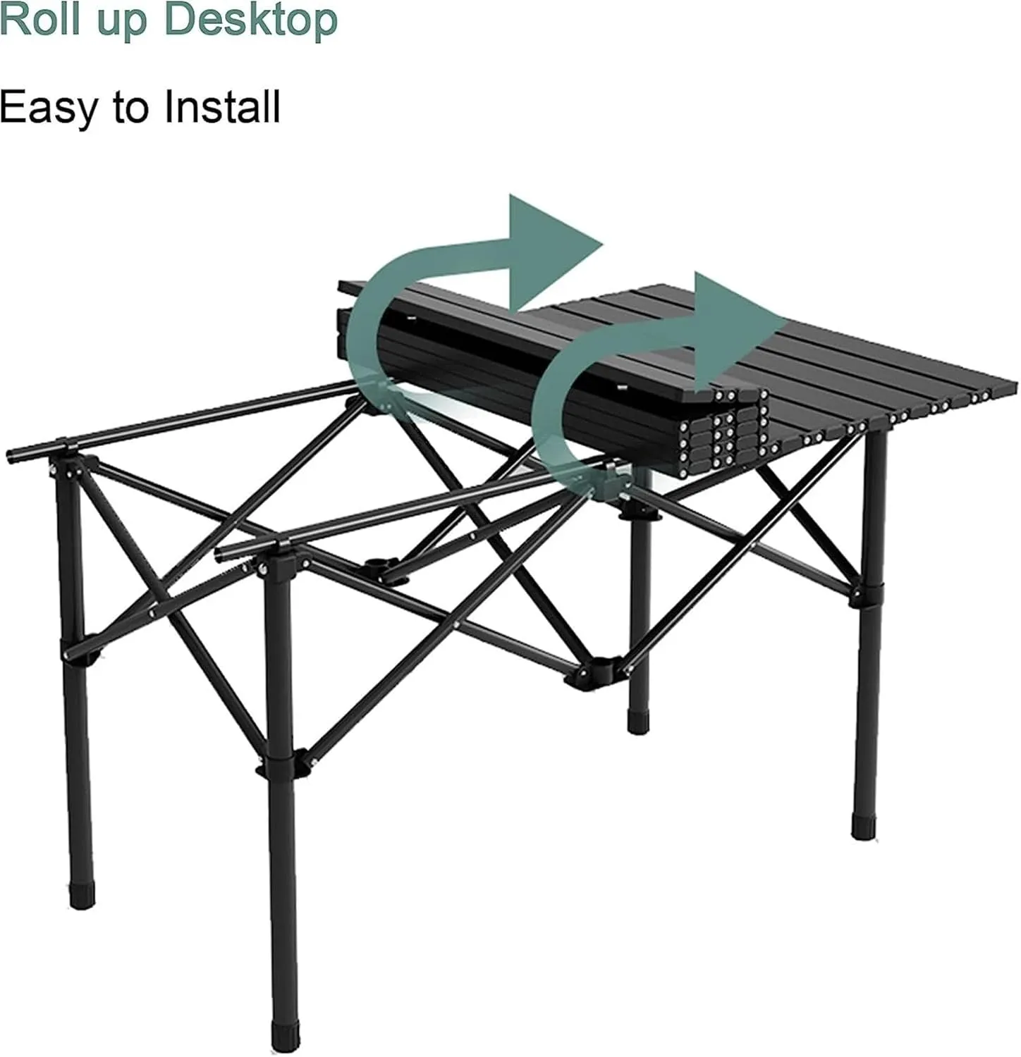 Camping Tables Roll-Top Table with Bag Outdoor Folding Picnic Table Quick Installation Garden Table for Sand Hiking Travel Camp Balcony BBQ Party