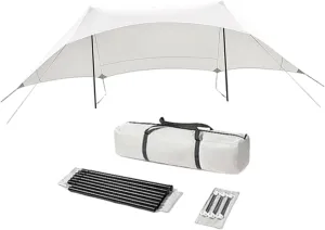 Camping Tarp Camping Canopy Gear Versatile Sun Protection with Storage Bag Tent Tarp for Backpacking Beach Yard Garden Travel, Height 2.1m