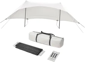 Camping Tarp Camping Canopy Gear with Ground Pegs with Storage Bag Tent Tarp Awning for Travel Hammock Outdoor Garden Yard, Height 2.4m