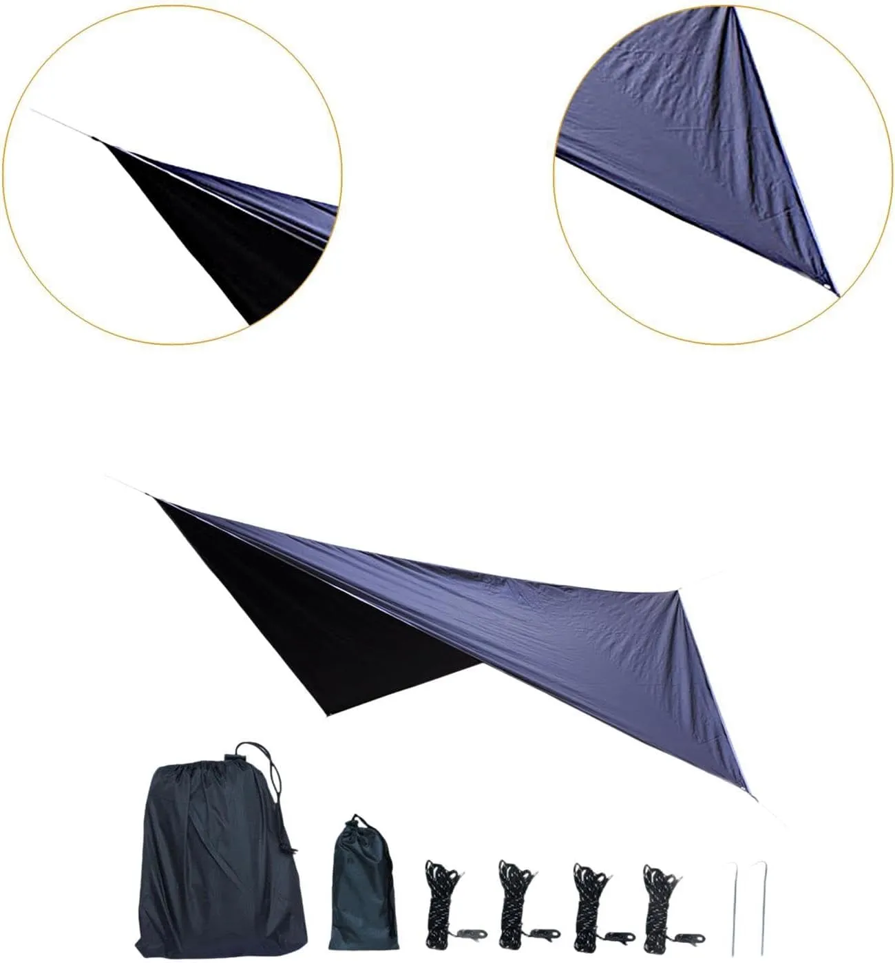 Camping Tarp Camping Tent Tarp Hammock Canopy Rain Awning for Outdoor Activities, Black