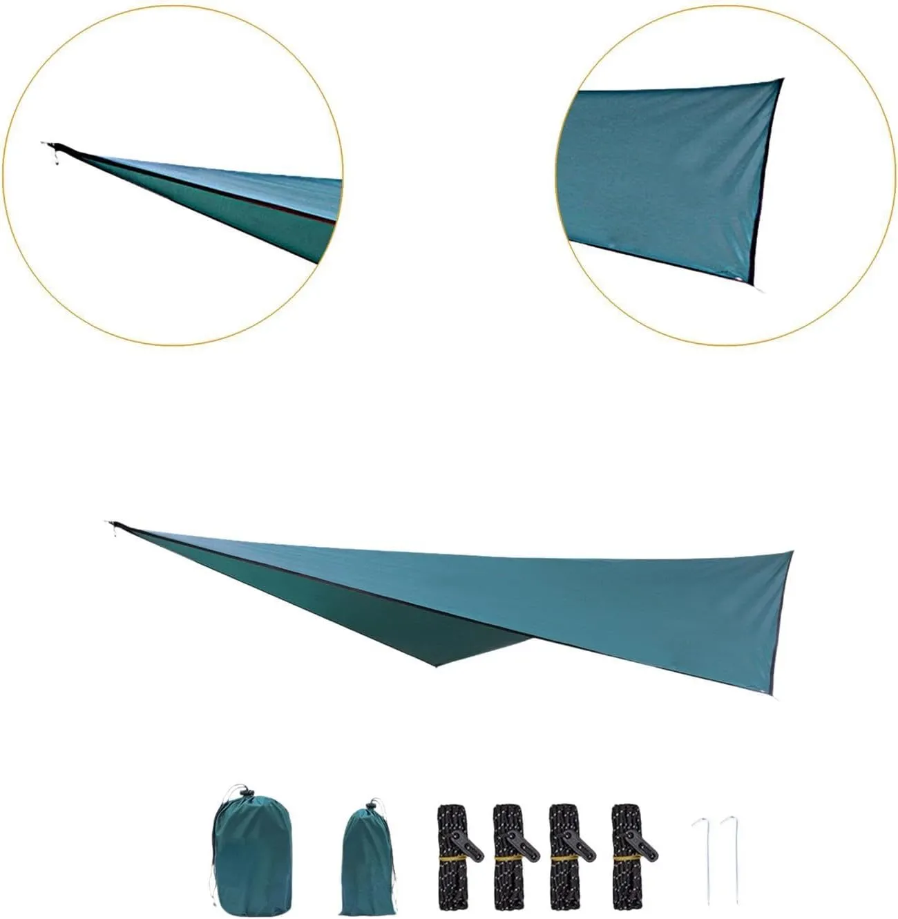 Camping Tarp Hammock Canopy Sun Protection Large Tent Tarp Awning Rain Awning for Fishing, Backyard, Traveling Picnic Outdoor, Dark Green