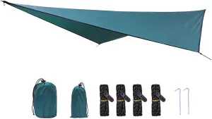 Camping Tarp Hammock Canopy Sun Protection Large Tent Tarp Awning Rain Awning for Fishing, Backyard, Traveling Picnic Outdoor, Dark Green