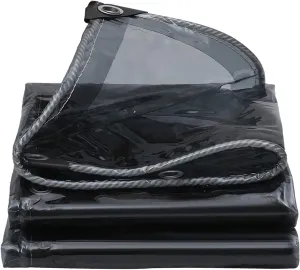 Camping Tarp, Heavy Duty PVC Cover Black Translucent Tarp Sheet for Porch Patio Garden Greenhouse Plants Pet Roof(1.2x1.2m)