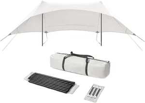 Camping Tarp Rain Tarp Awning Portable Waterproof with Storage Bag Camping Canopy for Traveling Outdoor Activities Backyard, Height 2.4m
