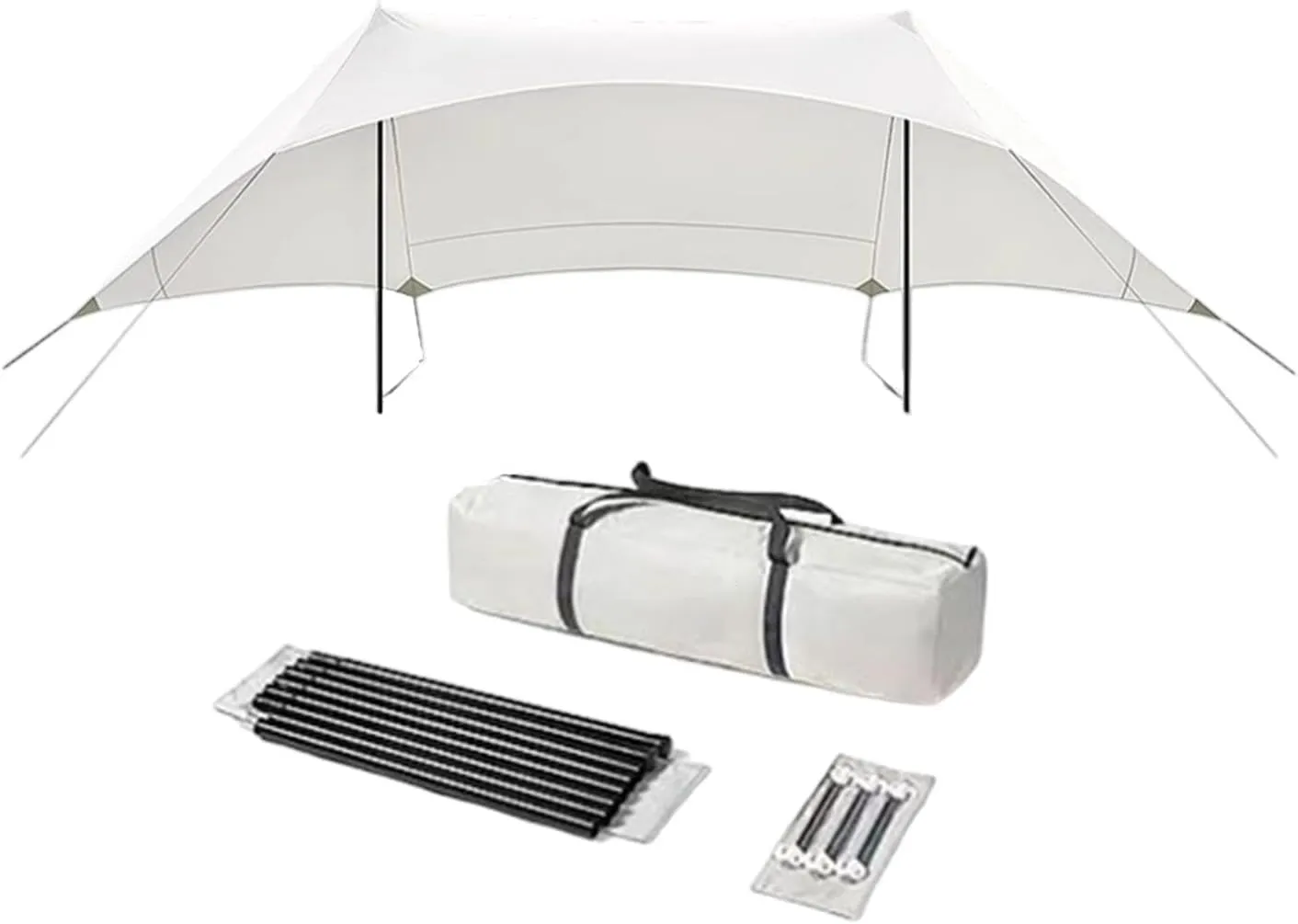 Camping Tarp Rain Tarp Awning Portable Waterproof with Storage Bag Camping Canopy for Traveling Outdoor Activities Backyard, Height 2.4m