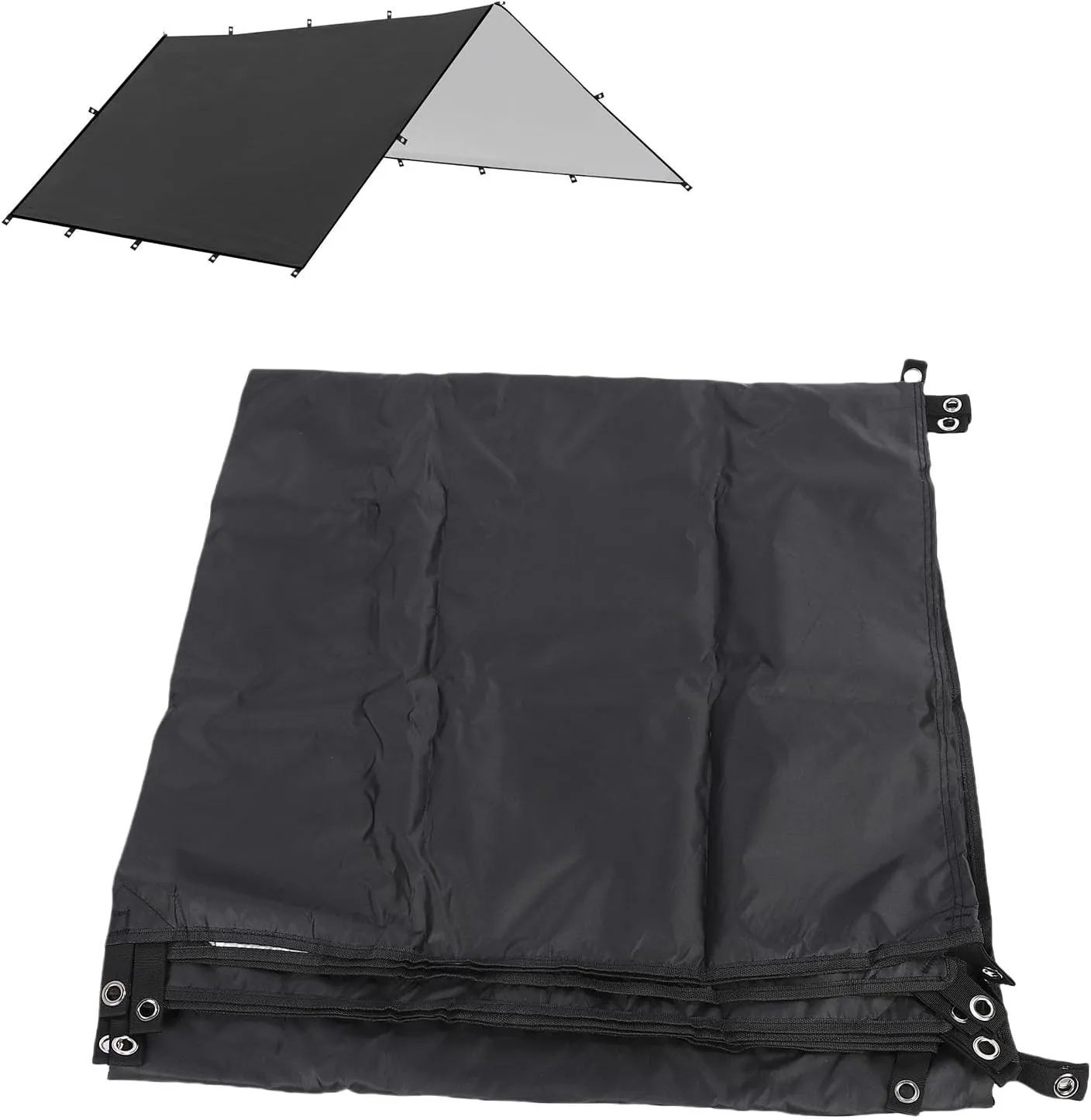 Camping Tarp, Water Proof & Wind Proof Outdoor Camping Traveling Awning Backpacking Tarp Shelter, Camping Shelter Canopy with Ground Nail & Wind Rope, Tent Accessories