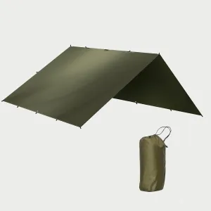 Camping tarp Waterproof 12x12ft, Portable Hammock Rain Fly, Reusable Ultralight Survival Shelter, Olive Green Rectangle Camping Tarps, for Outdoors, Camping, Hiking, Picnic, Backpacking