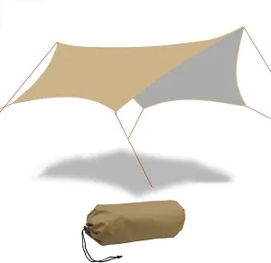 Camping tarps Waterproof Light Weight 4.5 x 4.5 m Hammock Rain Fly, Sunscreen Awning Canopy with Silver Coating, UV Protection PU 3000mm Waterproof Sun Shade Sail for Outdoors Backpacking Patio