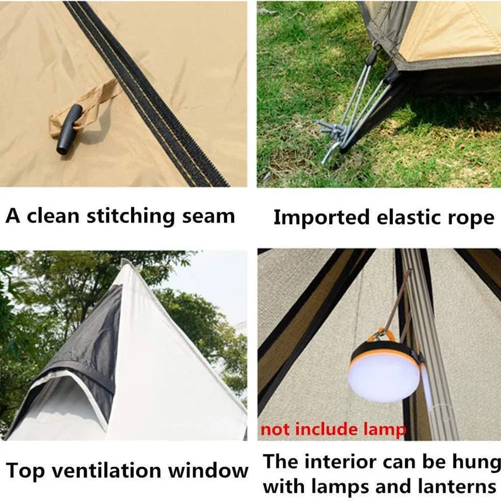 Camping Teepee Tent Yurt Tent with Screen 4 Season Double Layers Waterproof Anti-UV Windproof Tents for Outdoor Camping Hiking Hunting 3-4 Person (Brown 320X240X200CM) (Brown 320X240X200CM)