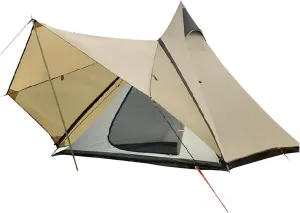 Camping Teepee Tent Yurt Tent with Screen 4 Season Double Layers Waterproof Anti-UV Windproof Tents for Outdoor Camping Hiking Hunting 3-4 Person (Brown 320X240X200CM) (Brown 320X240X200CM)