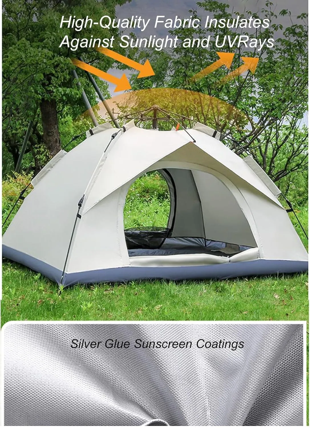 Camping Tent 2-3/3-4 Person Outdoor Dome Tent Automatic Instant Easy Pop Up Tent Beach Camping Folding Tent with Carry Bag Blocks Wind & Rain Easy Set Up