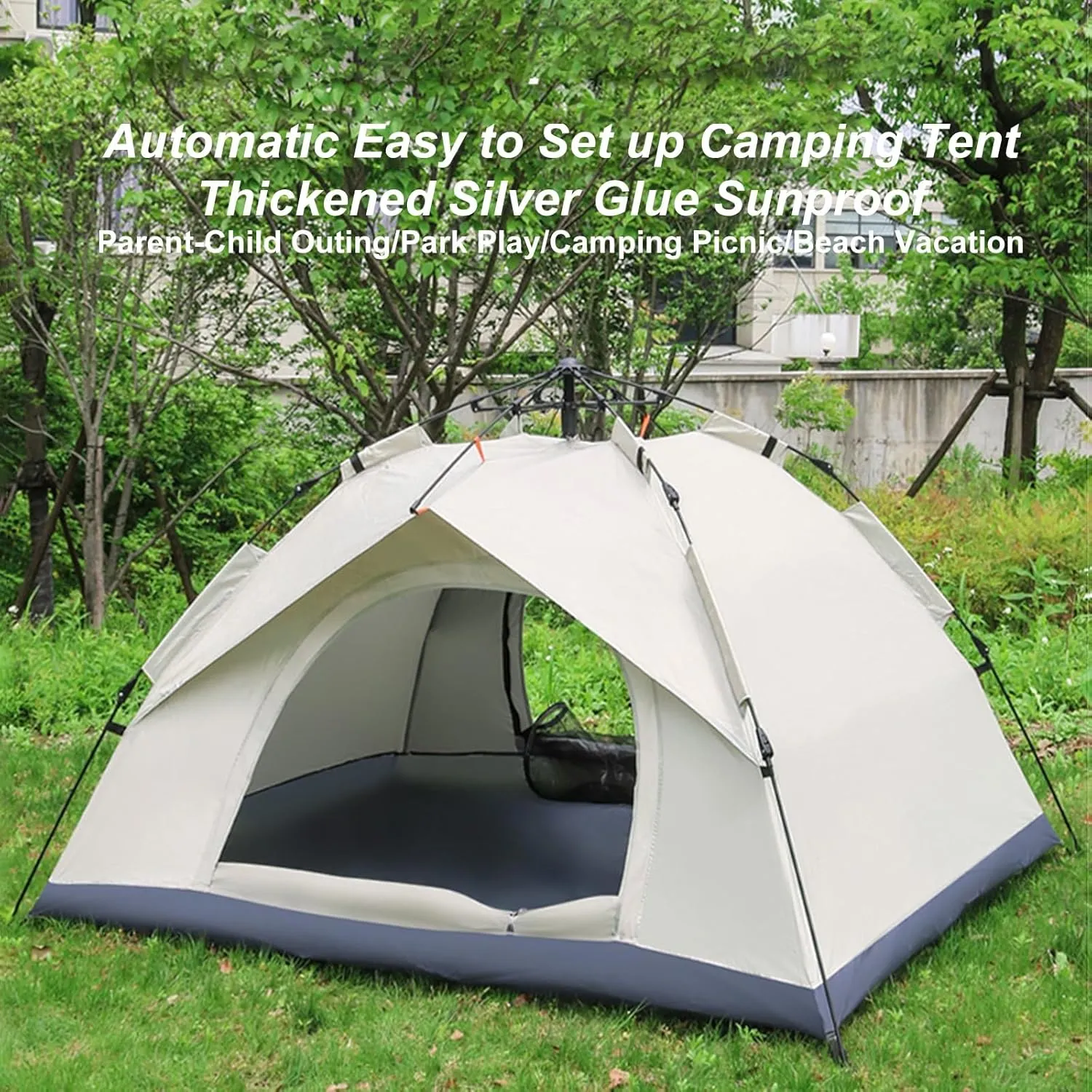 Camping Tent 2-3/3-4 Person Outdoor Dome Tent Automatic Instant Easy Pop Up Tent Beach Camping Folding Tent with Carry Bag Blocks Wind & Rain Easy Set Up