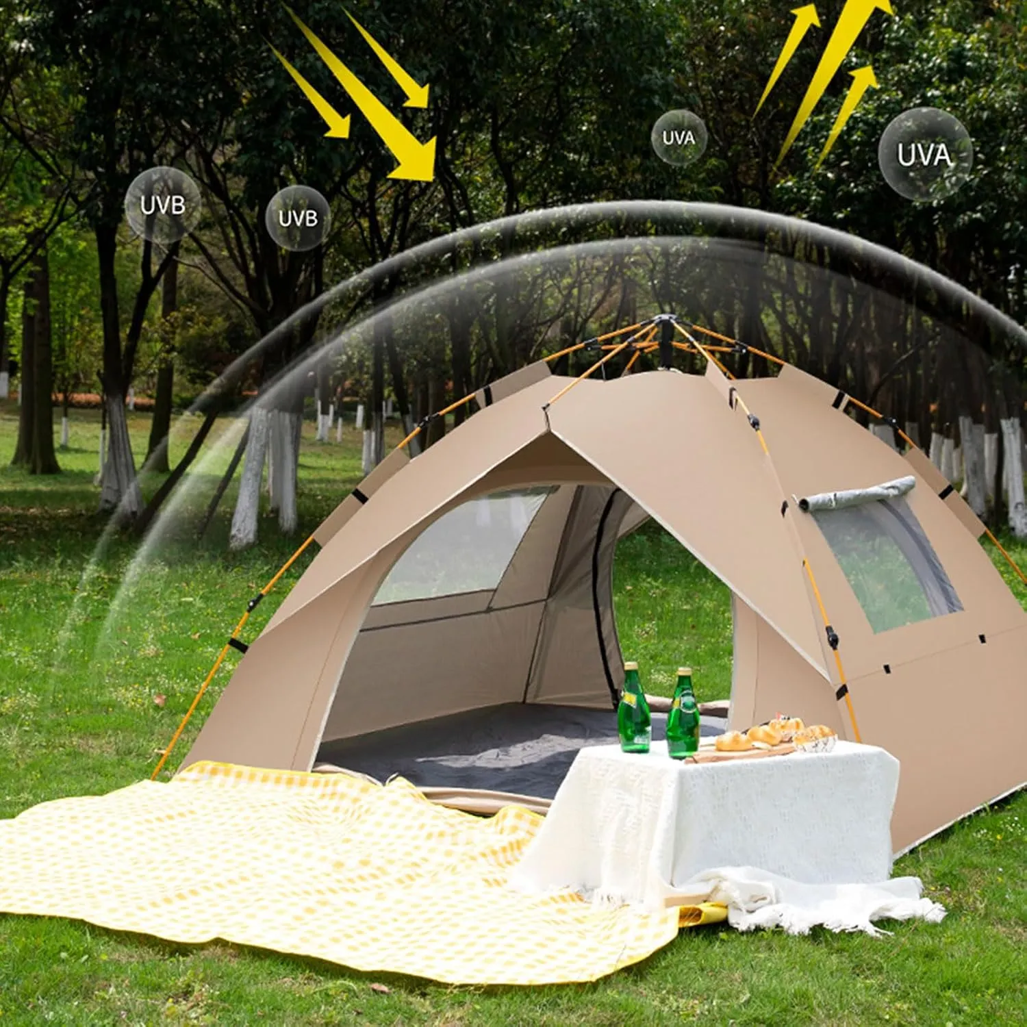 Camping Tent 2/3/4 Person Instant Easy Pop Up Tents Lightweight Outdoor Family Tents Automatic Waterproof Family Easy Set Up Tent,for Beach, Camping, Travelling