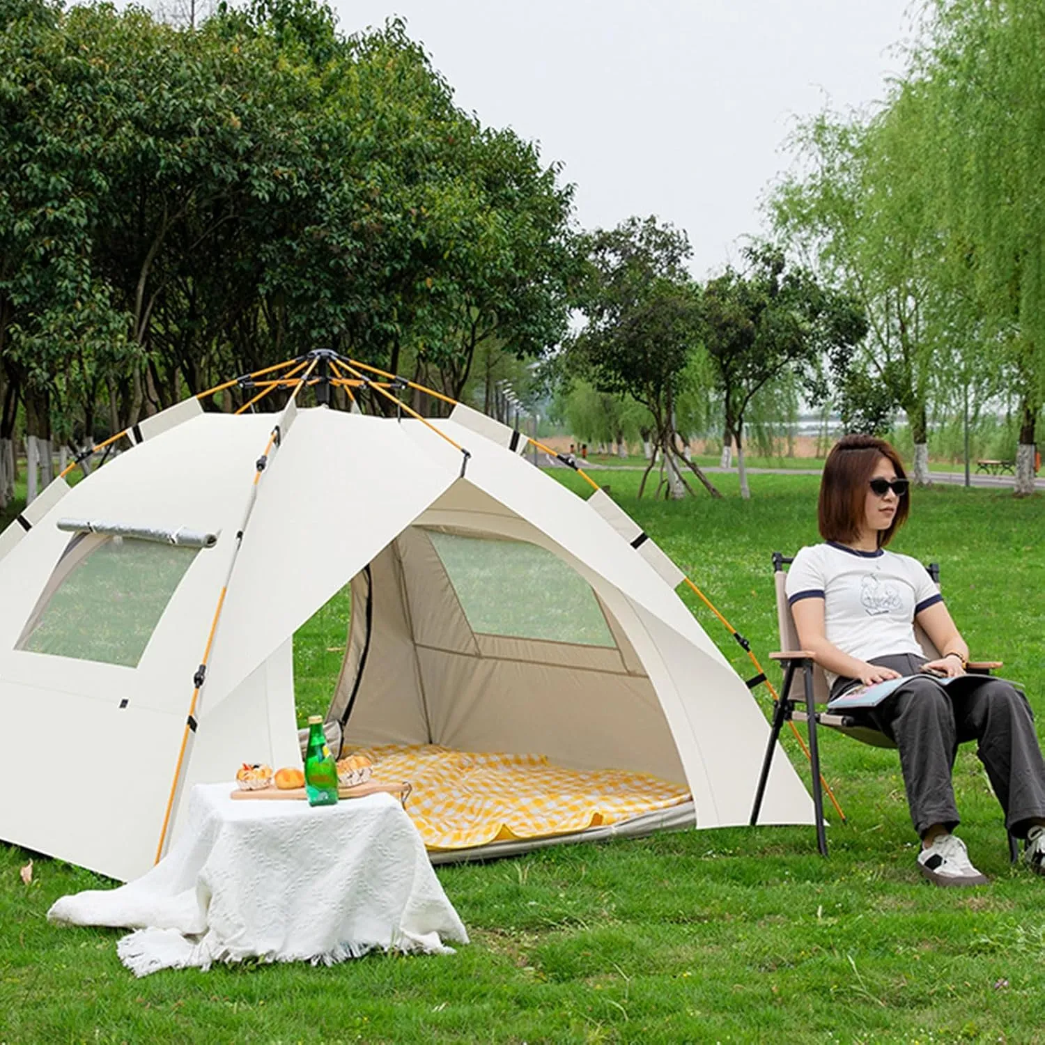 Camping Tent 2/3/4 Person Instant Easy Pop Up Tents Lightweight Outdoor Family Tents Automatic Waterproof Family Easy Set Up Tent,for Beach, Camping, Travelling
