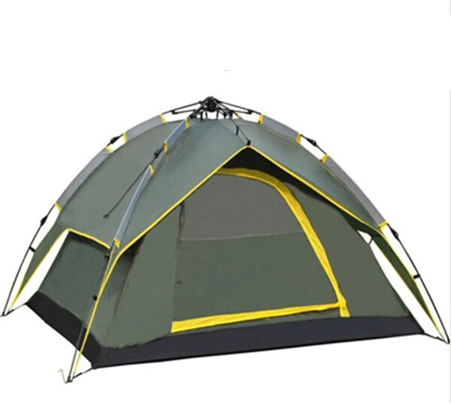 Camping Tent 3-4 Person Hydraulic Automatic Camping Tent Double Layer Instant Setup Outdoor Family Tent Portable Backpacking Tent for Hiking (Army Green One Size)