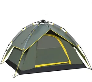 Camping Tent 3-4 Person Hydraulic Automatic Camping Tent Double Layer Instant Setup Outdoor Family Tent Portable Backpacking Tent for Hiking (Army Green One Size)