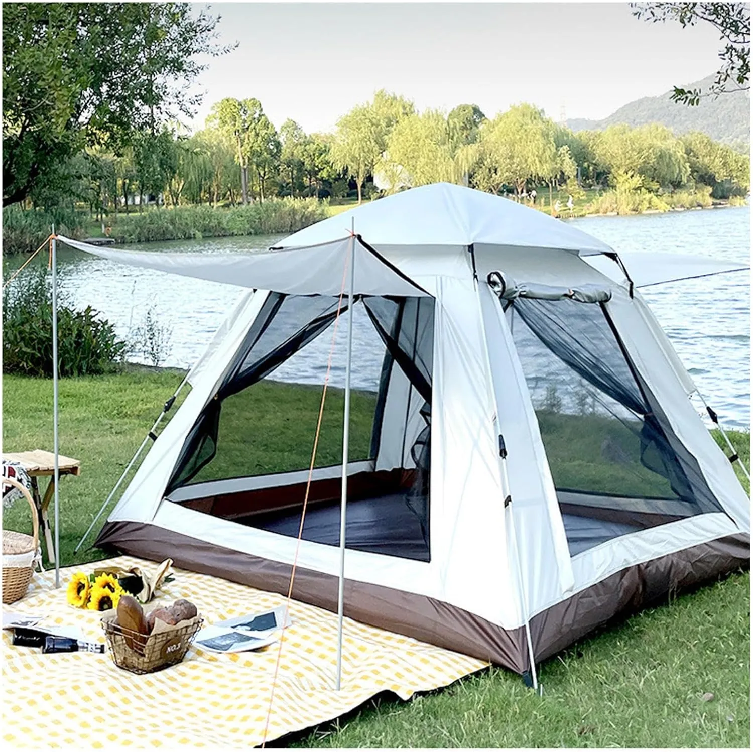 Camping Tent 4 People Waterproof, Dome Tent Light Sturdy Large Camping Tent for Camping Hiking Picnic Garden