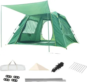 Camping Tent, 4 Season Tent, Beach Automatic Quick Open Portable Folding Thickened Silver Glue Coating Rain Tent (5-8person)