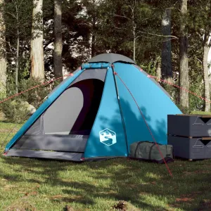 Camping Tent Dome 4-Person Blue Waterproof